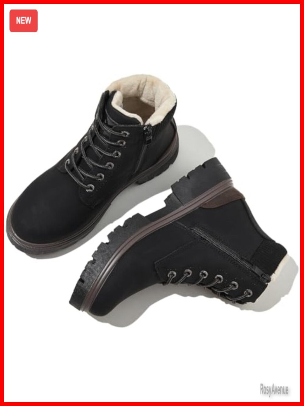Women's Fur Lined Ankle Boots with Zipper Water Resistant Winter Snow Boots